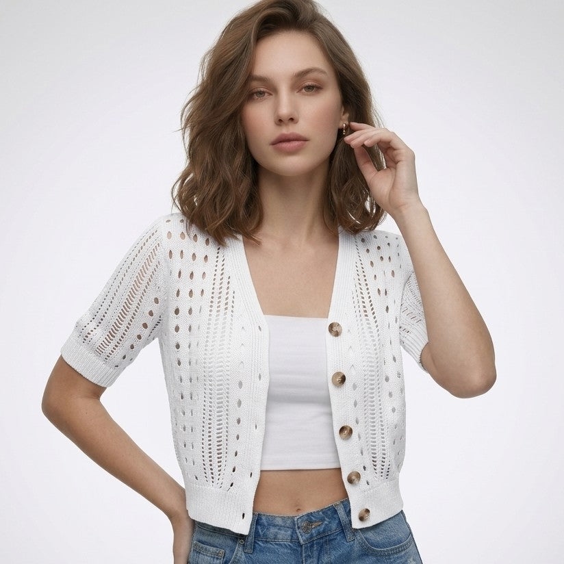 Laura | Ajour cardigan met V-hals