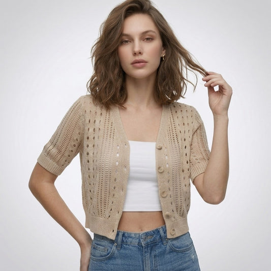 Laura | Ajour cardigan met V-hals
