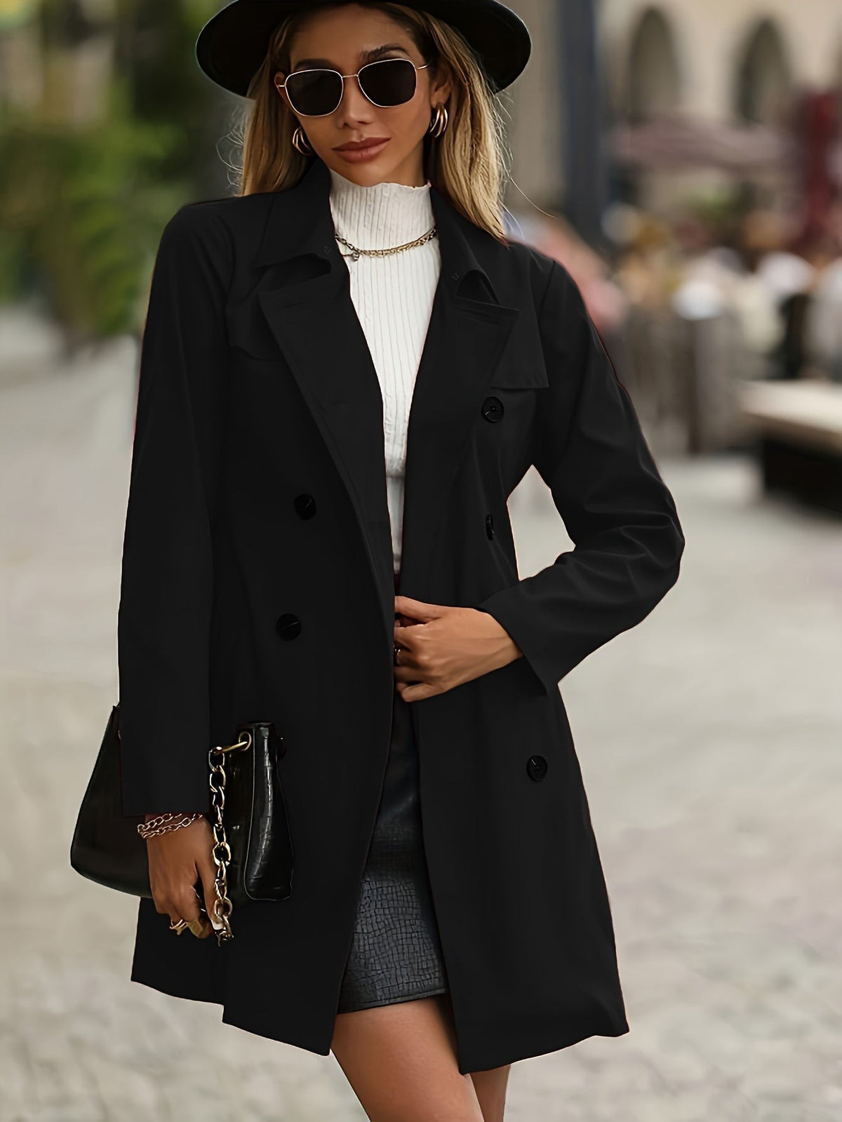 Sandra | Dubbelrijige trenchcoat met riem