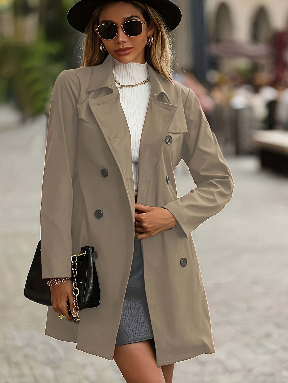 Sandra | Dubbelrijige trenchcoat met riem