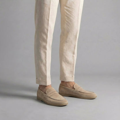 Gijs | Suède penny loafers met rubberen zool