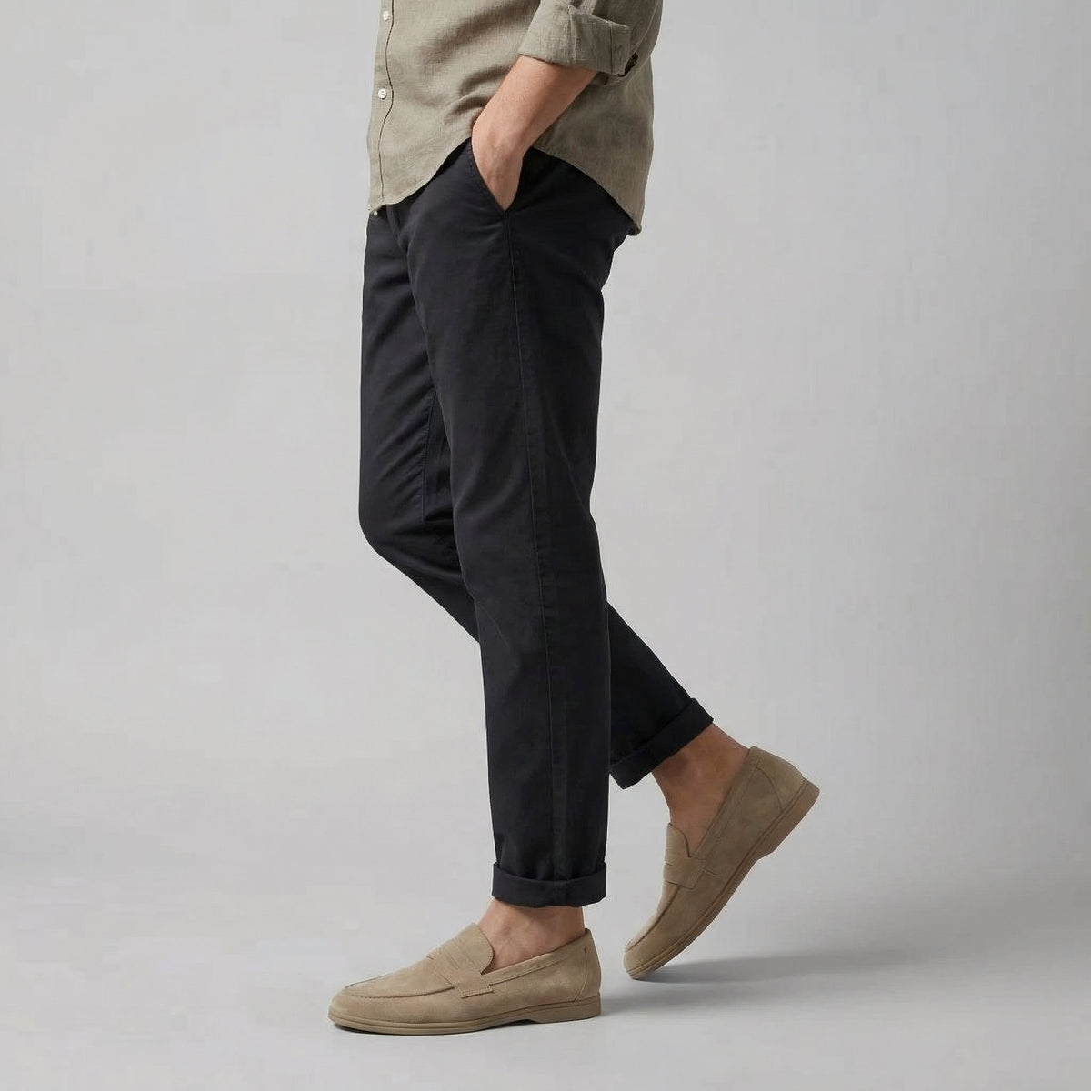 Gijs | Suède penny loafers met rubberen zool