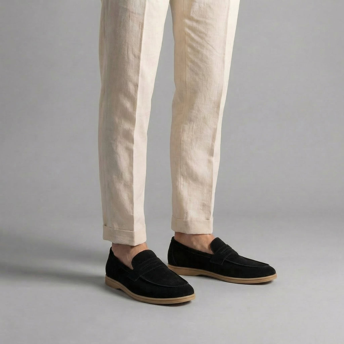 Gijs | Suède penny loafers met rubberen zool