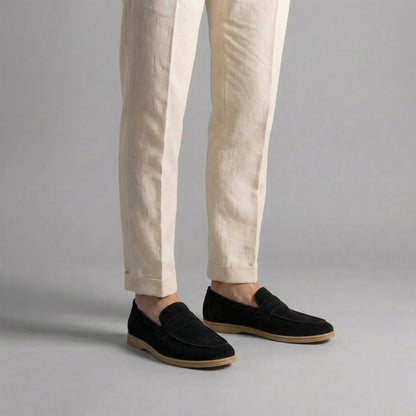 Gijs | Suède penny loafers met rubberen zool