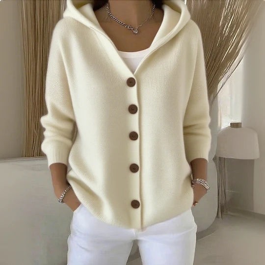 Romee | Zachte cardigan met capuchon en knopen