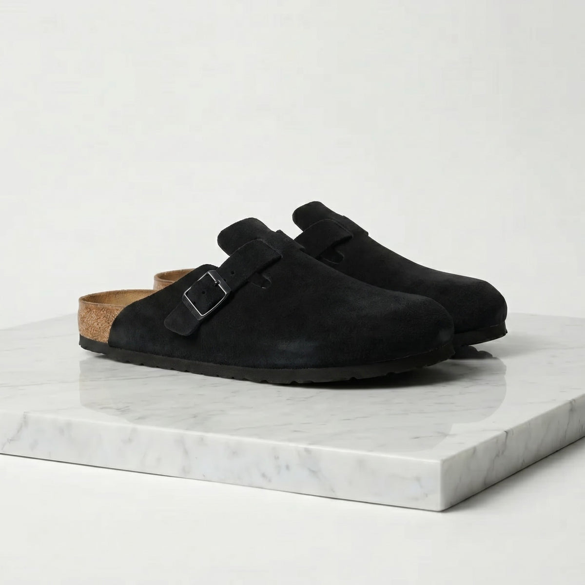 Bas | Suède clogs met gladde binnenzool
