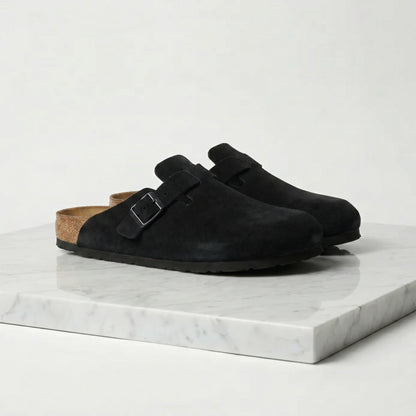 Bas | Suède clogs met gladde binnenzool