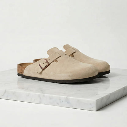 Bas | Suède clogs met gladde binnenzool