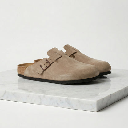 Bas | Suède clogs met gladde binnenzool
