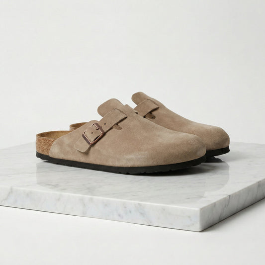 Bas | Suède clogs met gladde binnenzool
