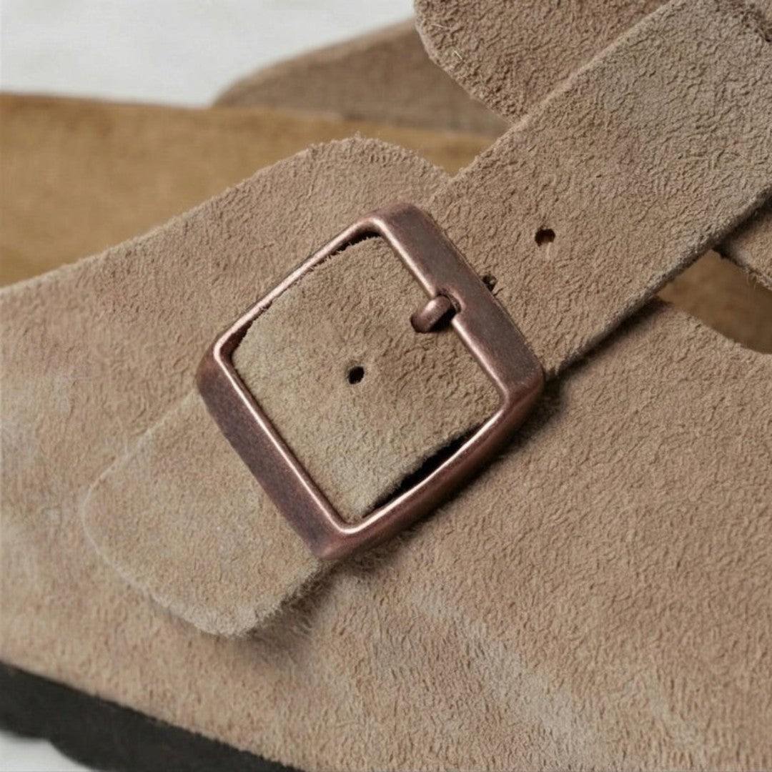 Bas | Suède clogs met gladde binnenzool