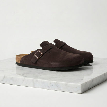 Bas | Suède clogs met gladde binnenzool