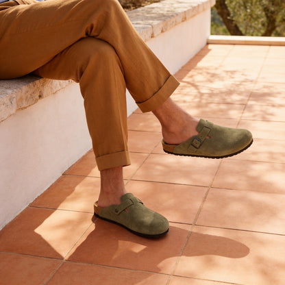Bas | Suède clogs met gladde binnenzool