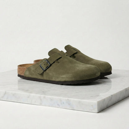 Bas | Suède clogs met gladde binnenzool