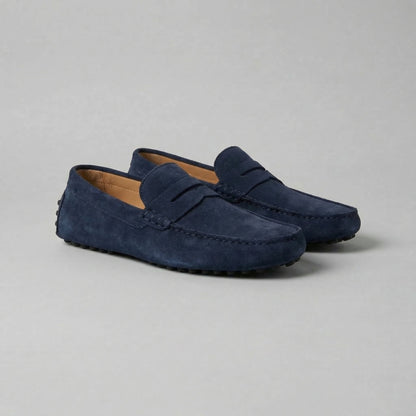 Pim | Suède loafers met brede dwarsband
