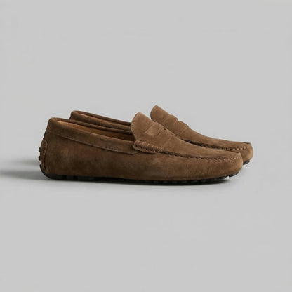 Pim | Suède loafers met brede dwarsband