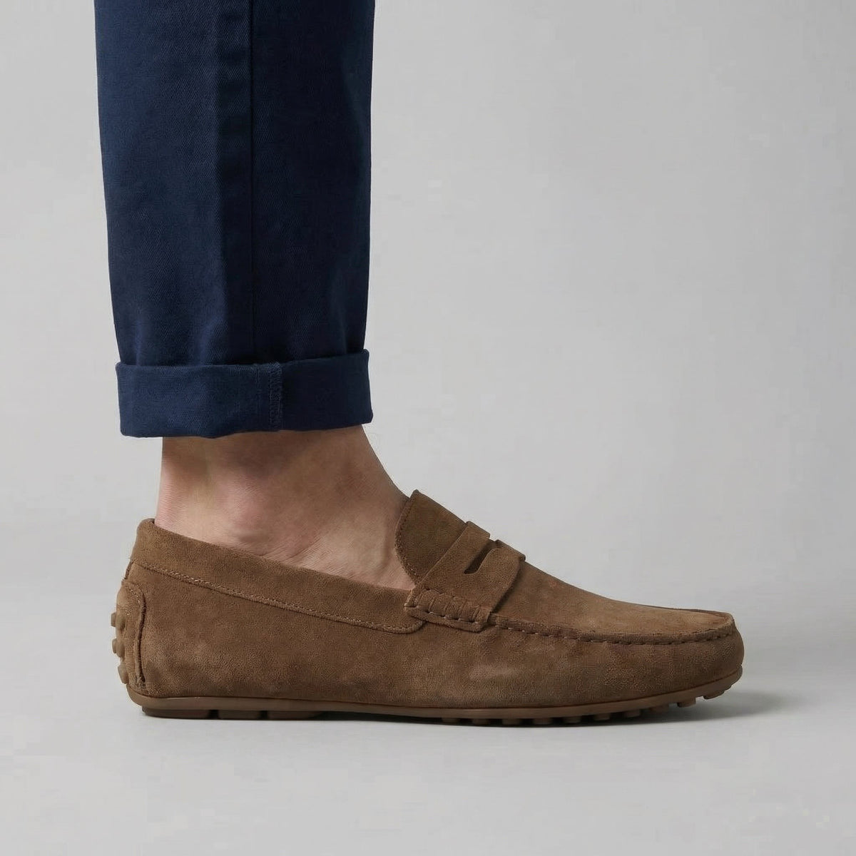 Pim | Suède loafers met brede dwarsband