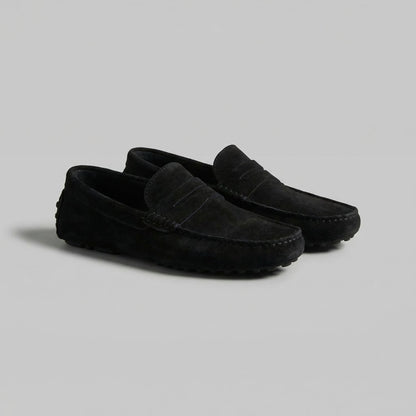 Pim | Suède loafers met brede dwarsband