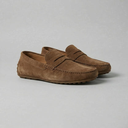 Pim | Suède loafers met brede dwarsband