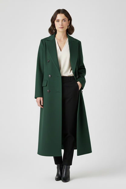 Carlijn | Lange trenchcoat met brede kraag