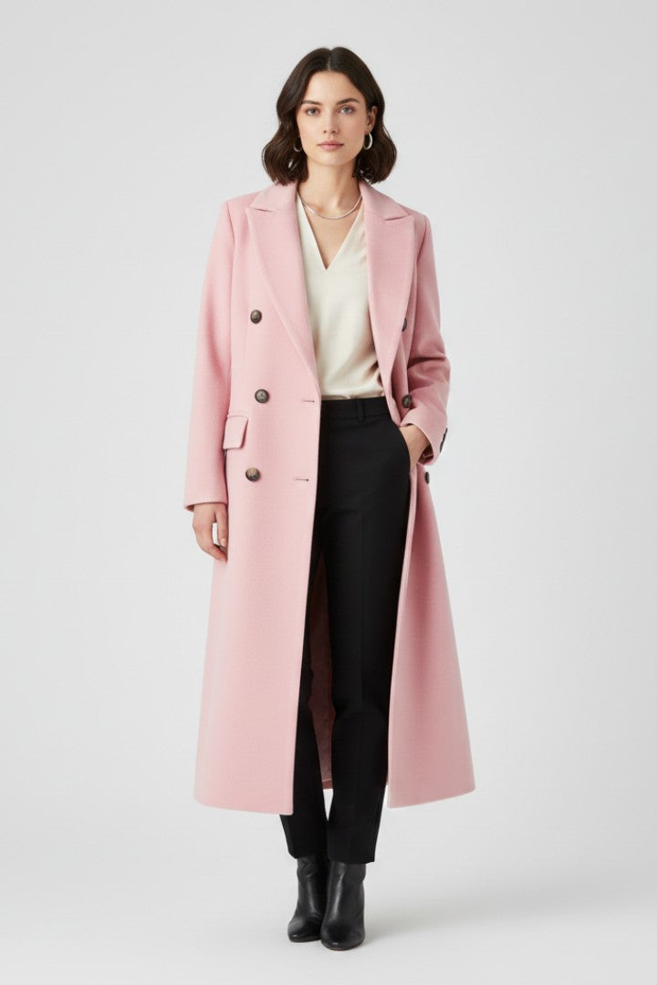 Carlijn | Lange trenchcoat met brede kraag