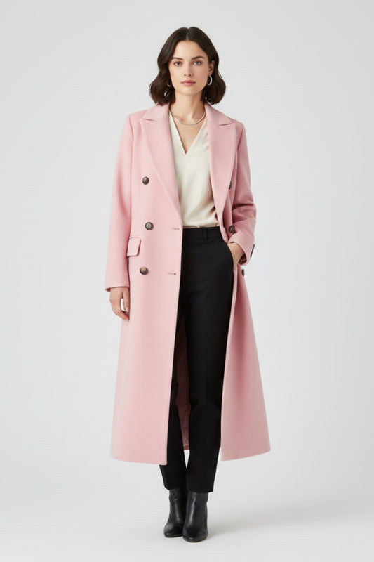 Carlijn | Lange trenchcoat met brede kraag