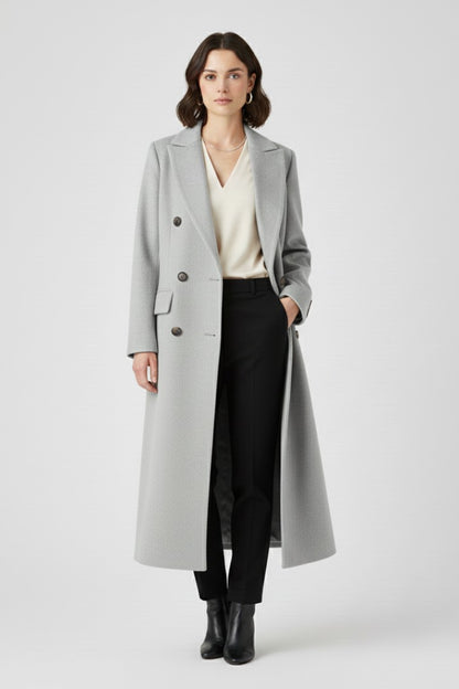 Carlijn | Lange trenchcoat met brede kraag