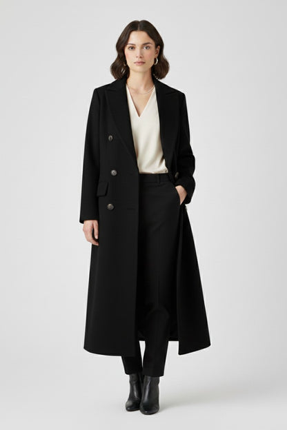 Carlijn | Lange trenchcoat met brede kraag