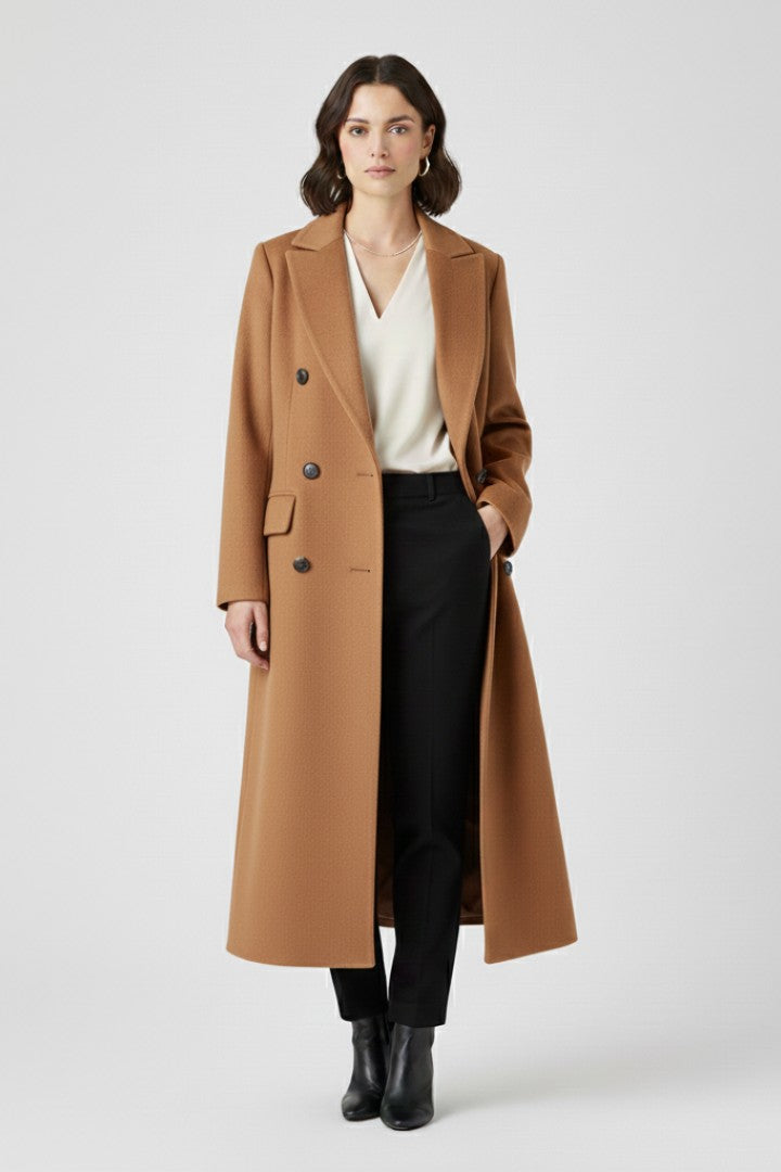 Carlijn | Lange trenchcoat met brede kraag