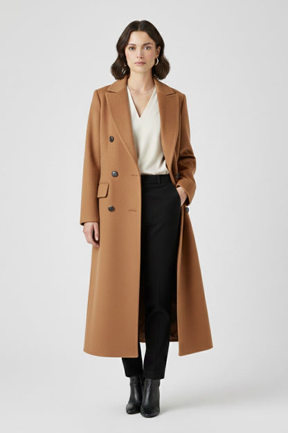 Carlijn | Lange trenchcoat met brede kraag