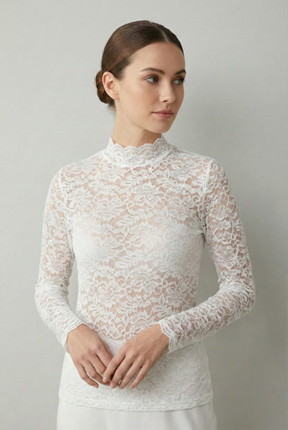 Jolanda | Kanten blouse met staande kraag