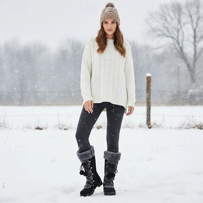 Marieke | Winterlaarzen met veters en pompons