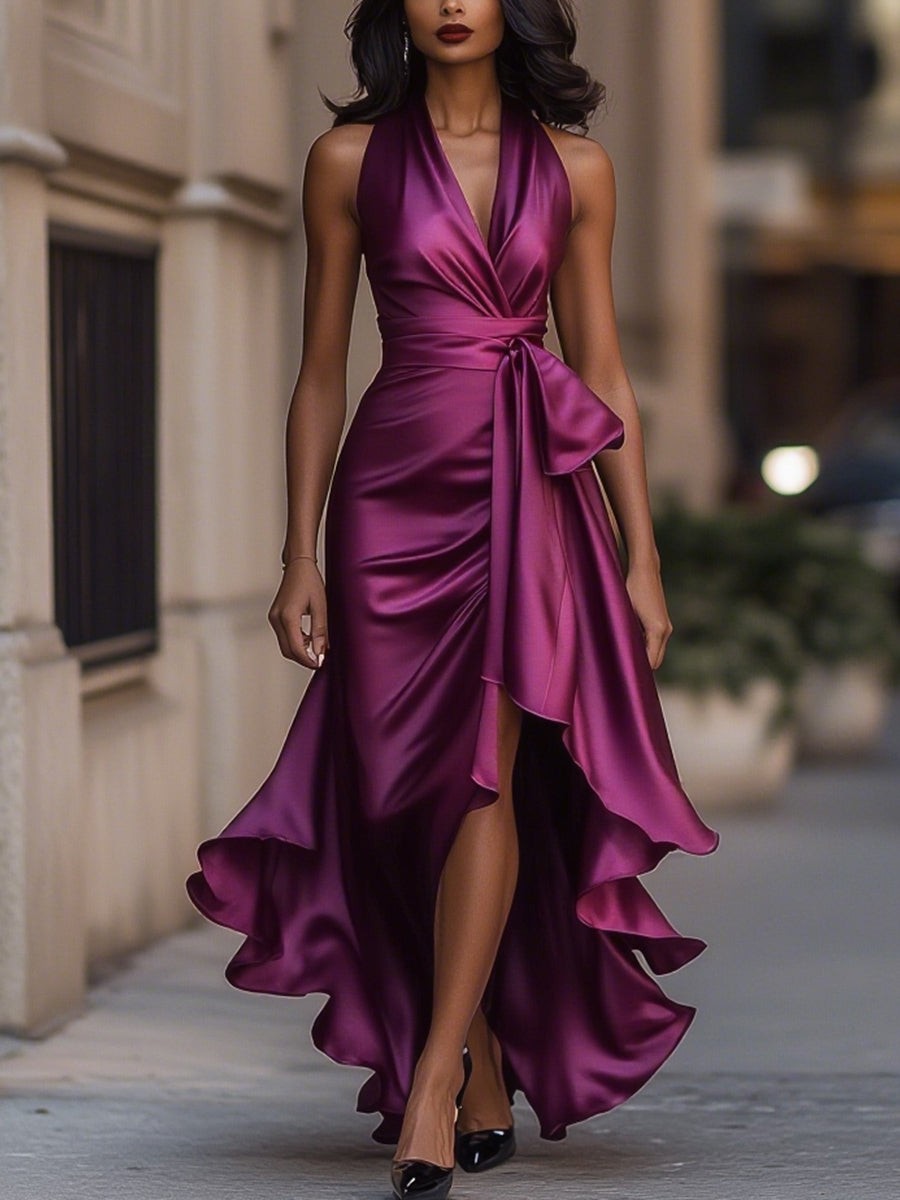 Manon | Wikkel maxi-jurk met asymmetrische zoom