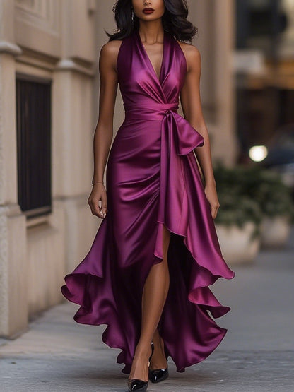 Manon | Wikkel maxi-jurk met asymmetrische zoom