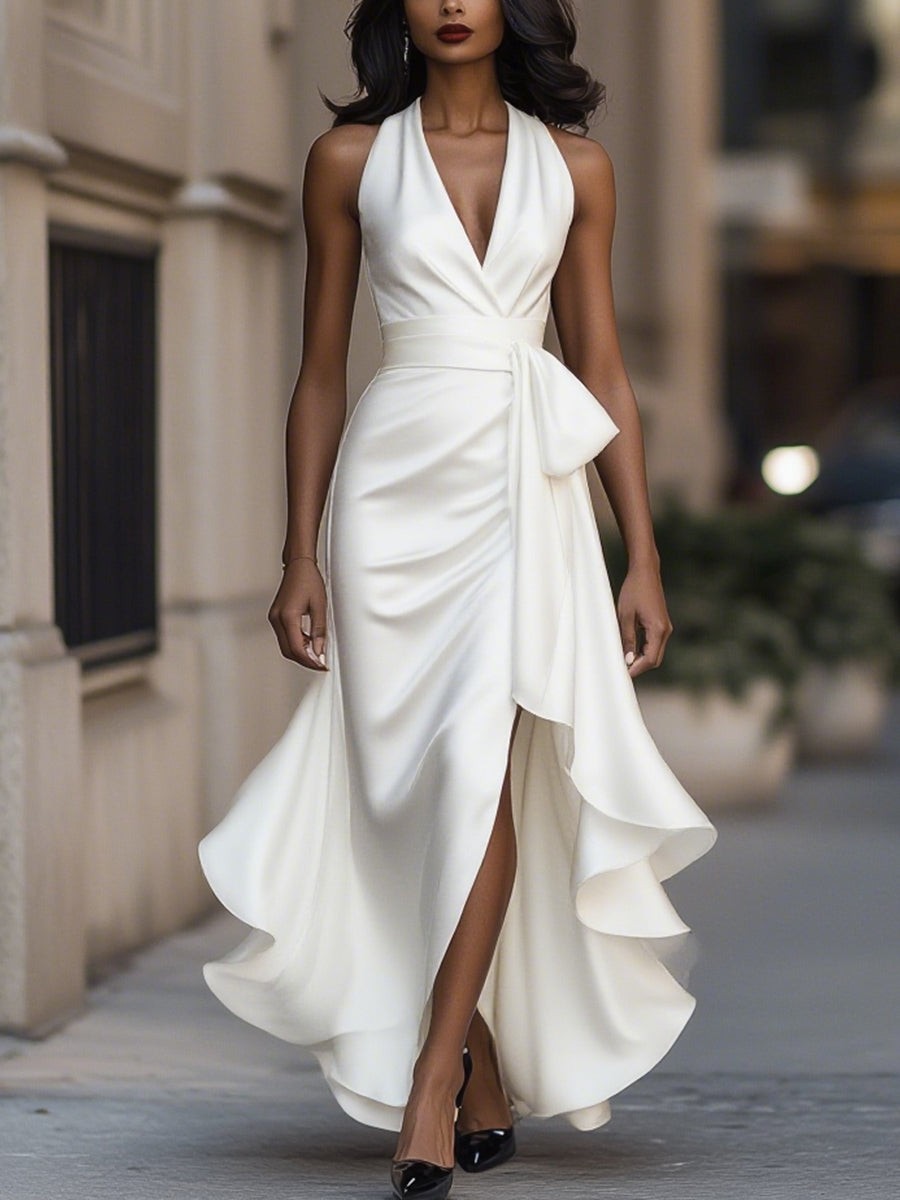 Manon | Wikkel maxi-jurk met asymmetrische zoom