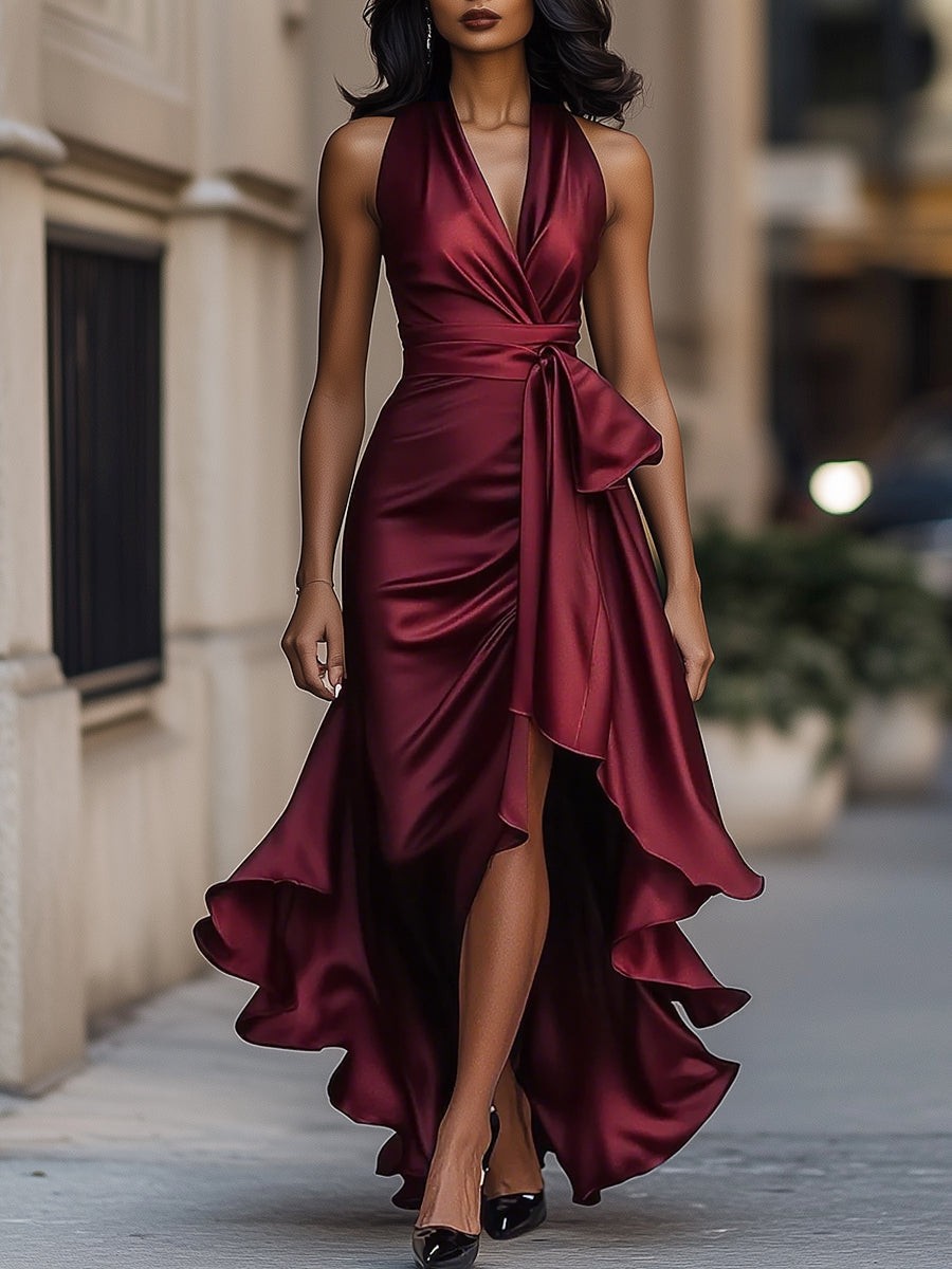 Manon | Wikkel maxi-jurk met asymmetrische zoom